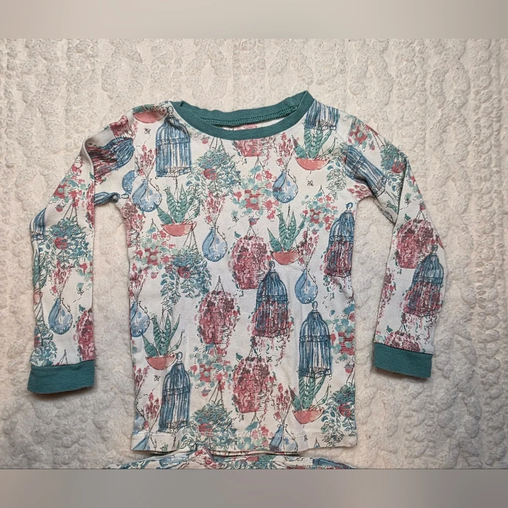 Burt’s Bees Kids 3T Organic Cotton Birdcage Floral Pajama Set